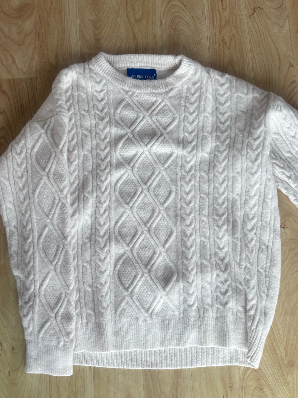 Aelfric Eden Cream Cable Knit Crewneck Sweater